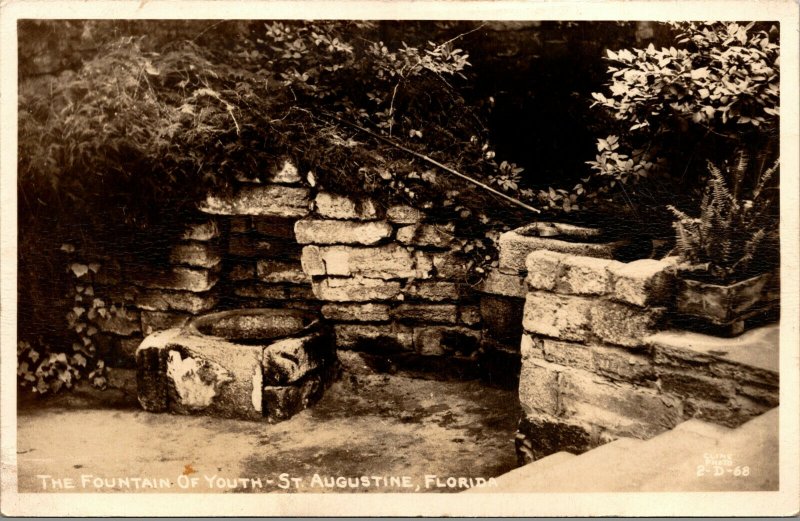 Vtg Fountain Of Youth St Augustine Florida FL RPPC Real Photo Postcard