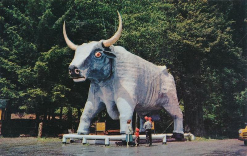 Paul Bunyan's Blue Ox Babe Trees of Mystery Redwood Hwy CA California Roadside