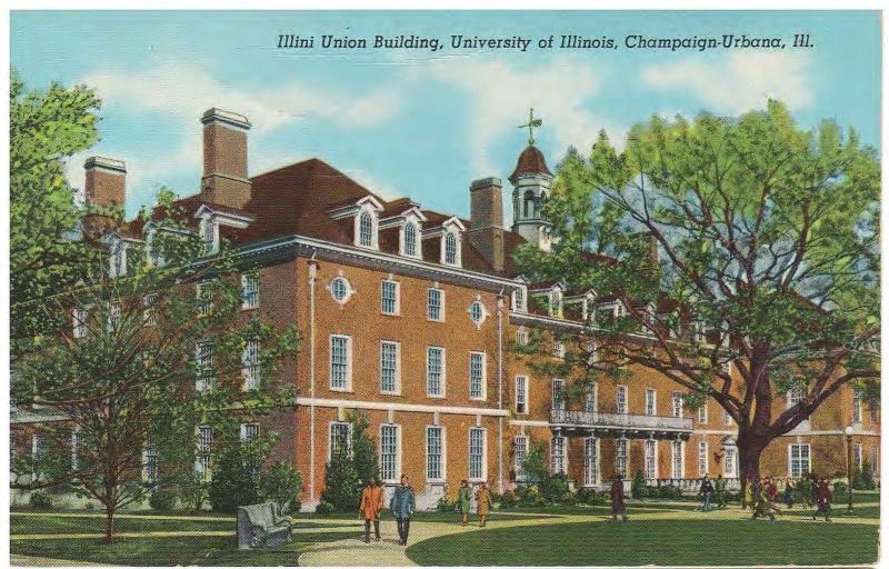 UNIVERSITY OF ILLINOIS - ILLINI UNION BUILDING - URBANA IL POSTCARD