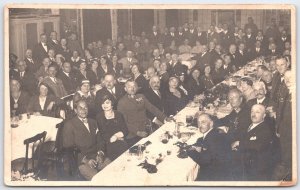 1934 Vintage Black & White Group Banquet Photo Postcard German Military