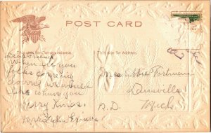 Merry Christmas, Tree Embossed Frame Vintage Postcard T16