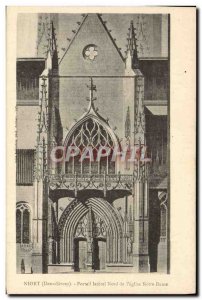 Old Postcard Niort Portal Lateral North From & # 39Eglise Notre Dame