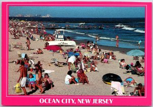 Ocean City New Jersey NJ Ocean And Beaches Bathers Boaters Adventure Postcard