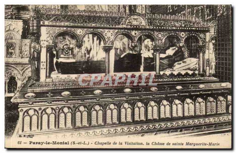 Paray Monial Old Postcard Visitation Chapel Hunting of St. Margaret Mary