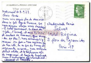 Old Postcard Watercolors Pro Cote D & # 39Azur Village Provencal