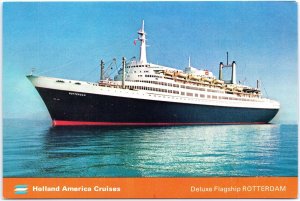 VINTAGE CONTINENTAL SIZE POSTCARD HOLLAND AMERICA'S ROTTERDAM CRUISE SHIP