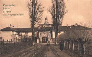 Vintage Postcard Monumentale Certosa Di Pavia Main Entrance Front Gate Lombardy