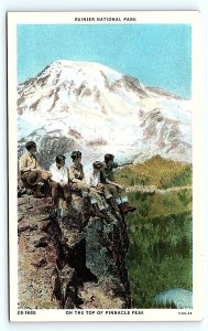 RAINIER NATIONAL PARK, WA Washington ~ HIKERS on PINNACLE PEAK c1920s  Postcard