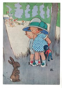 Underground by Mabel Attwell,  Children with Black Doll, Rabbit