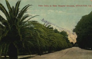 Vintage Postcard 1910's Palm Drive State Hospital Grounds Stockton California CA