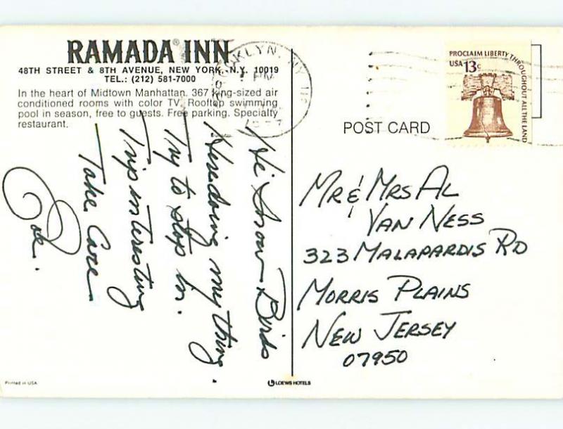 Pre-1980 OLD CARS & RAMADA INN MOTEL Manhattan New York City NY r1032