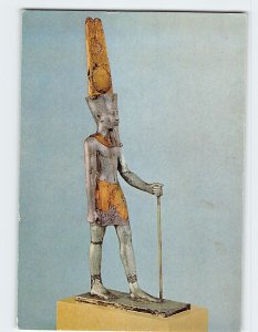 Postcard Silver and gold figure of Amun, The British Museum, London, England