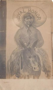 RPPC SMOKE ROYAL HONOR TOBACCO STUDIO FANTASY REAL PHOTO POSTCARD 1909