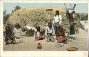 Native Americana - Pima Wickiup Home c1905 Detroit Publishing Postcard