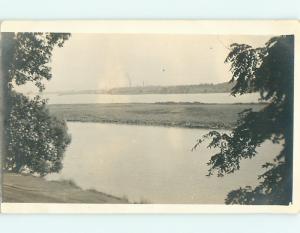 Pre-1918 rppc FACTORY SMOKESTACKS ACROSS THE RIVER Bowling Green Ohio OH v5212