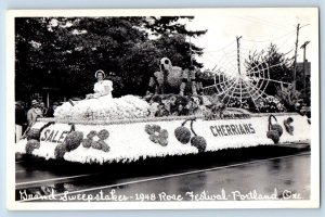 Portland Oregon Postcard RPPC Photo Grand Sweepstakes 1948 Rose Festival Float