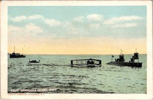 Military  FOUR BRANCHES OF NAVY  Submarine~Pontoon Plane~Ship  ca1920's Postcard