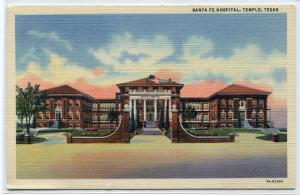 Santa Fe Hospital Temple Texas linen postcard