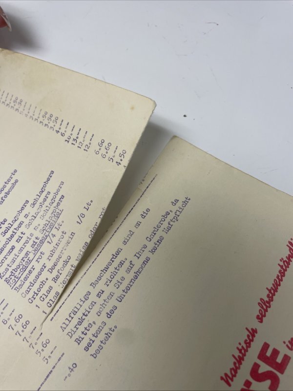 O.K. Otto Kaserer Bärenkeller Restaurant Menu