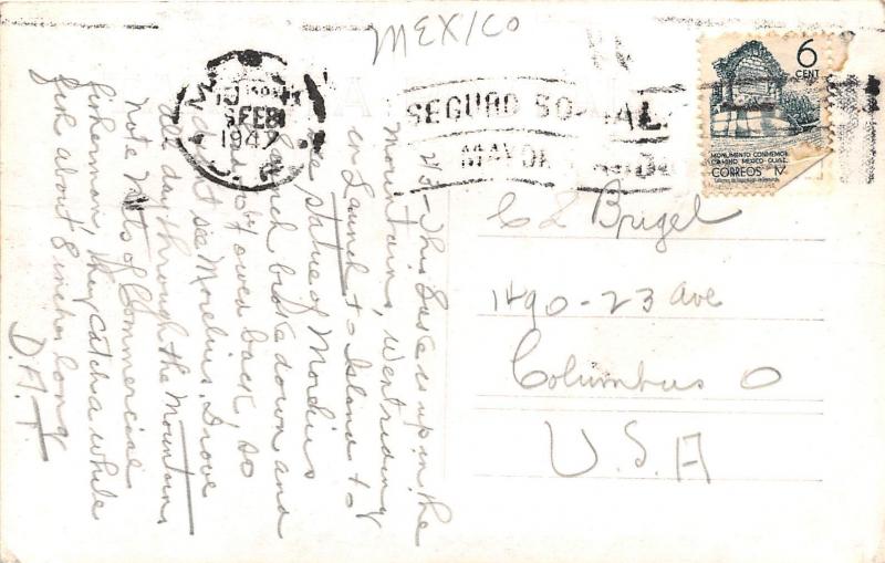 E27/ Janitzio Mexico Real Photo RPPC Postcard 1947 Shoreline Monument Homes