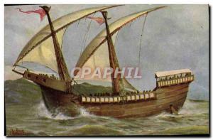 Postcard Old Boat Sailboat 15th