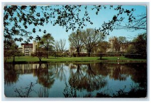 1959 View of Science Building, Library and Old Castle, Dekalb IL Postcard 