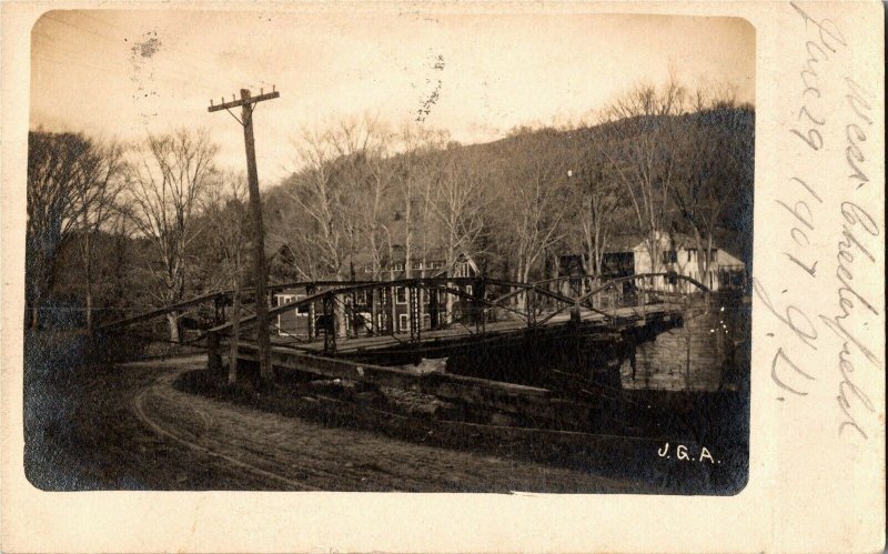 RPPC Bridge Leading to West Chesterfield MA c1907 UDB Vintage Postcard X16