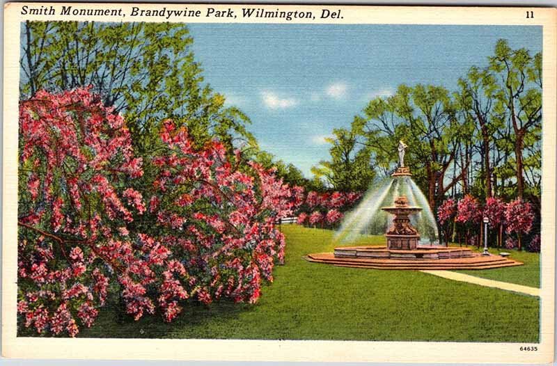 Postcard FOUNTAIN SCENE Wilmington Delaware DE AL7681