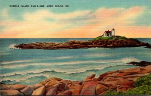 Maine York Beach Nubble Island and Lighthouse