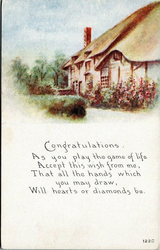 postcard Congratulations Game of life…hearts or diamonds be