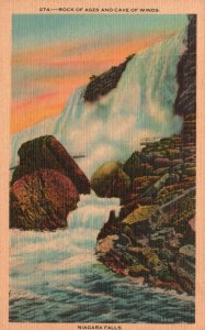 Vintage Postcard Rock Of Ages American Falls Cave Of The Winds Niagara Falls NY