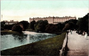 Princes Park Liverpool River Sidewalk Reflections England UNP Vintage Postcard 