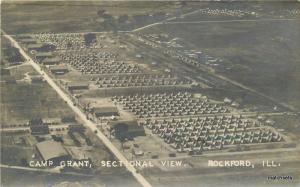 C-1918 Military Camp Grant Sectional View Rockord Illinois RPPC real Photo 10998