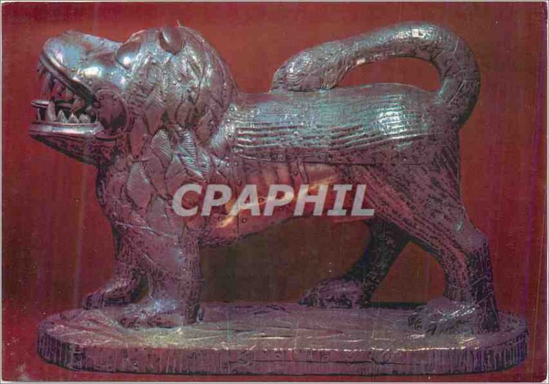 Postcard Modern Silver Lion Fon (Dahomey Meridional) Wood and Silver Length 4...