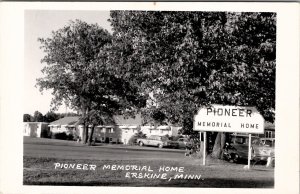 RPPC Erskine Minnesota Pioneer Memorial Home Billboard Old Cars Postcard Y7