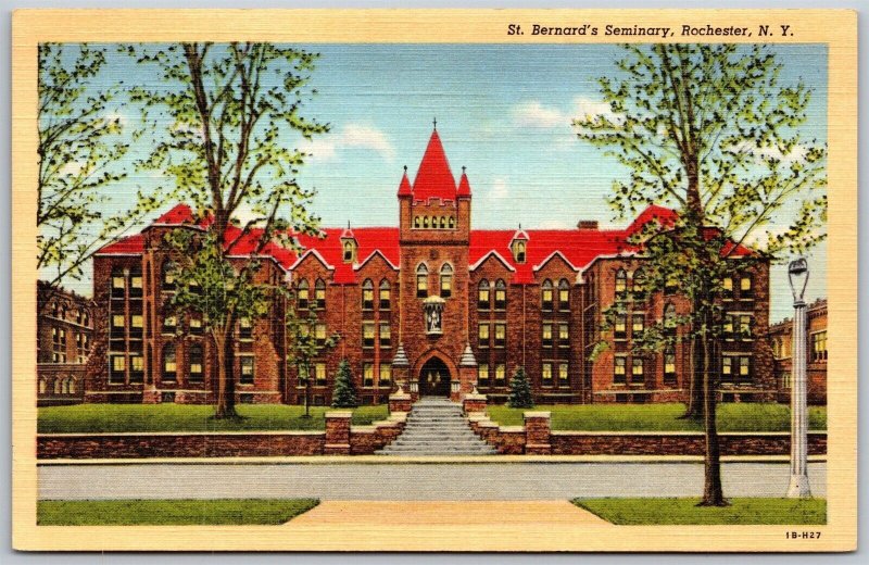 Vtg Rochester New York NY St Bernards Seminary 1940s View Linen Postcard
