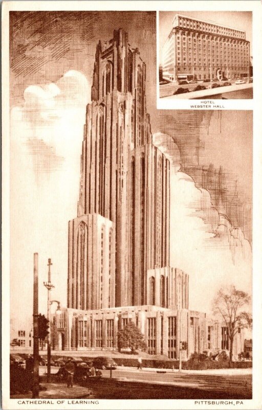 Hotel Webster Hall Cathedral Learning Pittsburgh Pennsylvania Multiview Postcard 