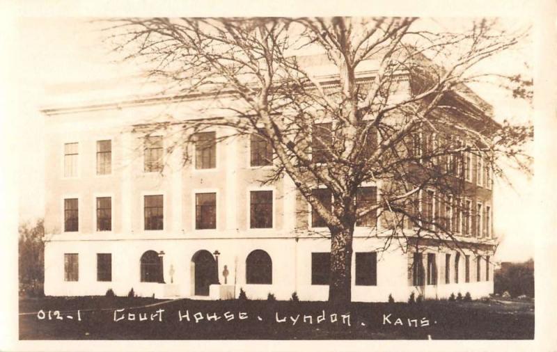 Lyndon Kansas Court House Real Photo Antique Postcard K40824