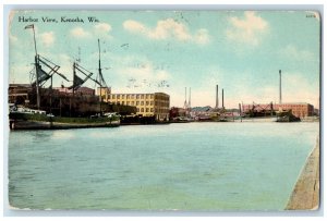 1912 Harbor View Shipyard Dock Pier Kenosha Wisconsin Vintage Antique Postcard