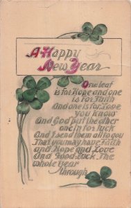 Vintage 1919 A Happy New Year Clover Postcard Chicago to Indianapolis