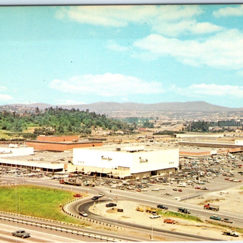 c1960s Tukwila, WA South Center Mall Shopping Center Birds Eye Postcard Vtg A133
