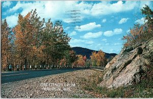 Chrome ROAD SCENE Waupun - Near Fond Du Lac Wisconsin WI AH8477