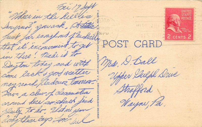 Smyrna Tennesee 1952 greetings LARGE LETTER Postcard by Curt Teich