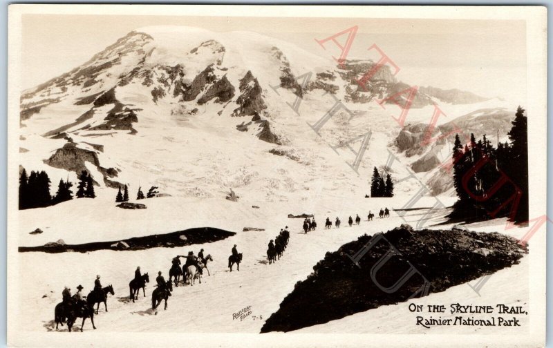 c1920s Rainier National Park WA RPPC Skyline Trail Horse Real Photo Ranapar A165