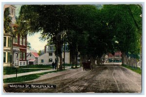 1913 Wakefield Street Dirt Road Classic Car Rochester New Hampshire NH Postcard