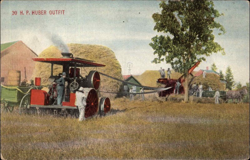 AGRICULTURE AD HP Huber Outfit FARMING MACHINERY c1910 Postcard