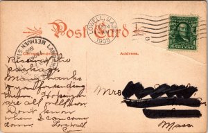 Postcard MA Lowell Memorial Library 1908