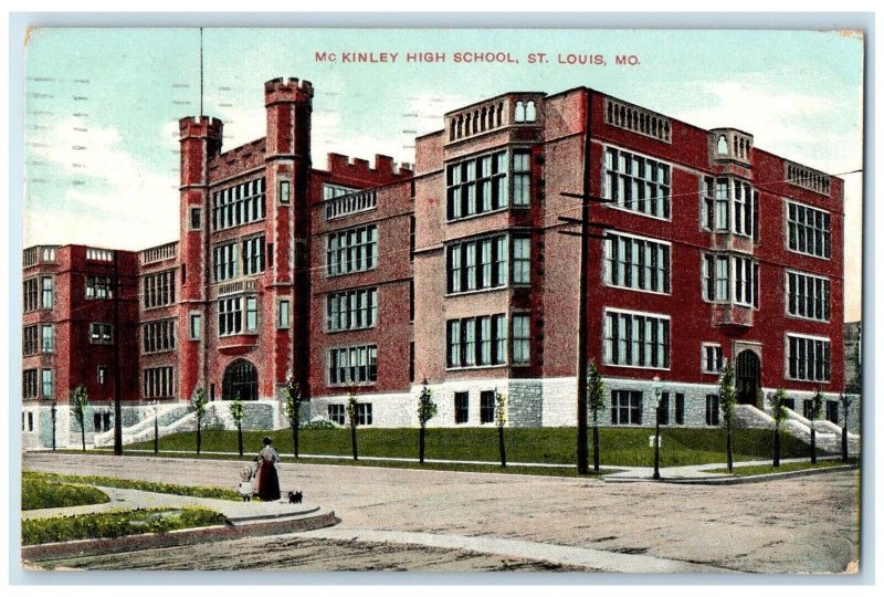 c1910 Exterior View Mc Kinley High School St Louis Missouri MO Vintage Postcard