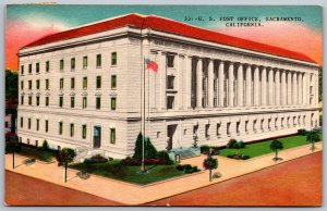 Postcard Sacramento California CA US Post Office View 1930s Linen