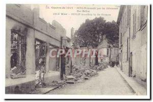 War of 1914 Postcard Old Senlis fire by German Street Bellon